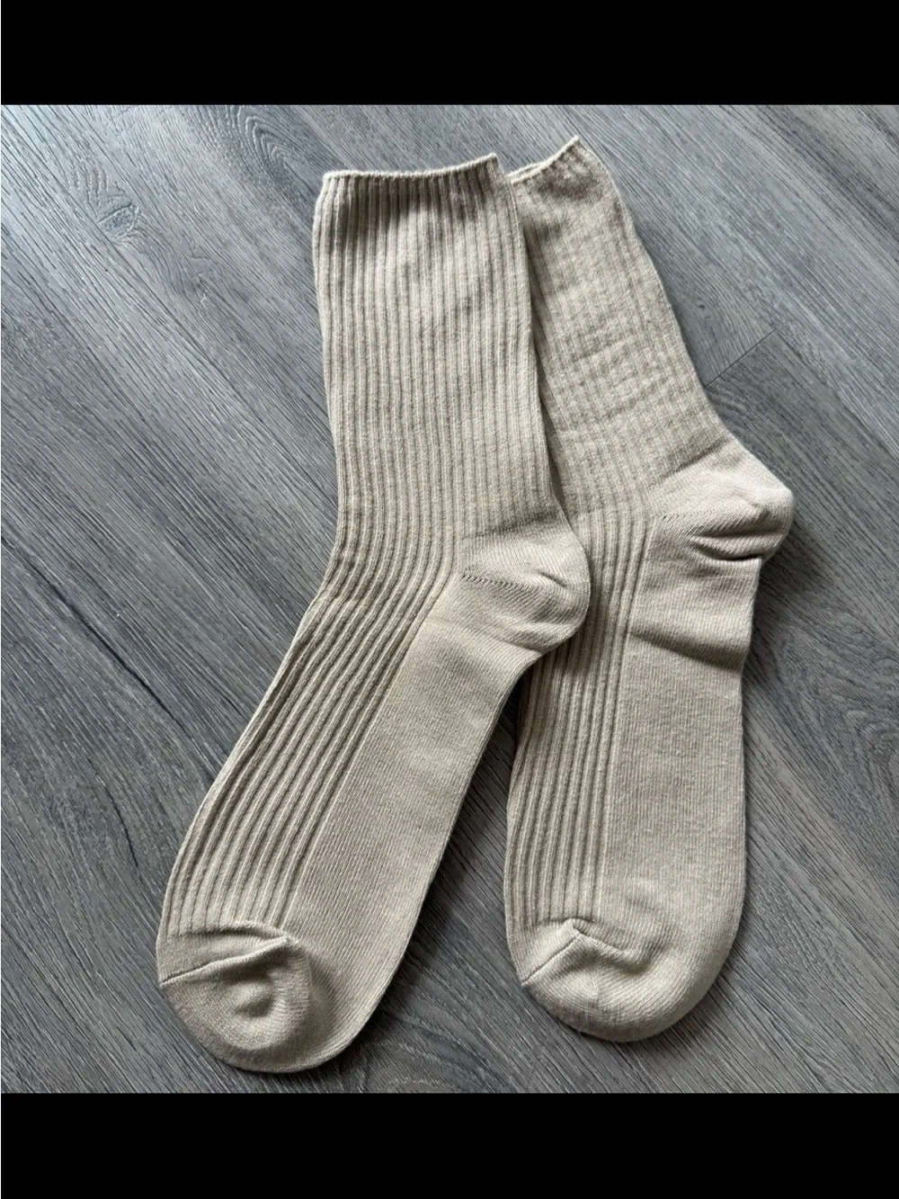 *NEW* Cotton Blend Ribbed Crew Socks (Tan)